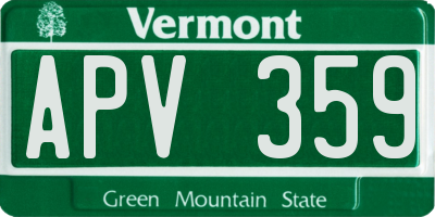 VT license plate APV359