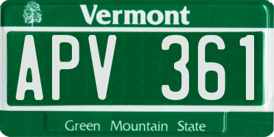 VT license plate APV361