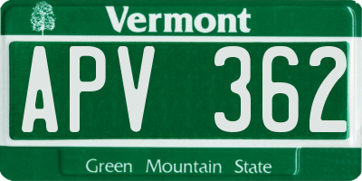 VT license plate APV362