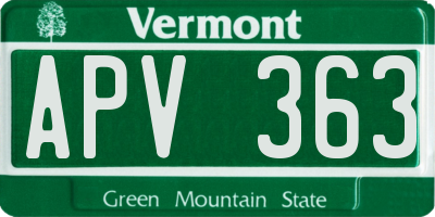 VT license plate APV363