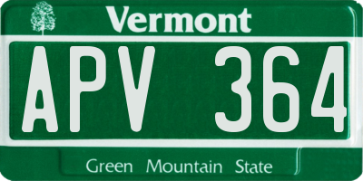 VT license plate APV364