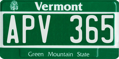 VT license plate APV365