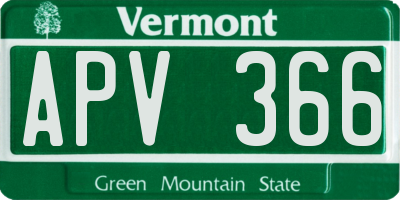 VT license plate APV366