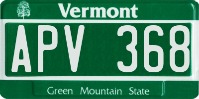 VT license plate APV368