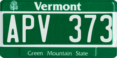 VT license plate APV373