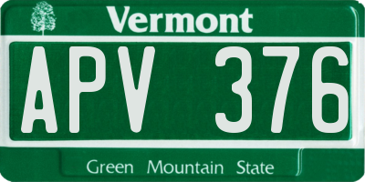 VT license plate APV376