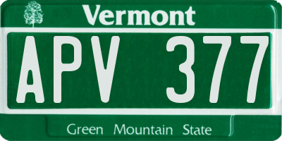 VT license plate APV377