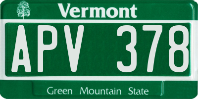 VT license plate APV378