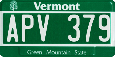 VT license plate APV379