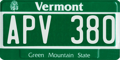 VT license plate APV380
