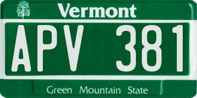 VT license plate APV381
