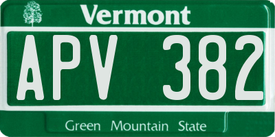 VT license plate APV382
