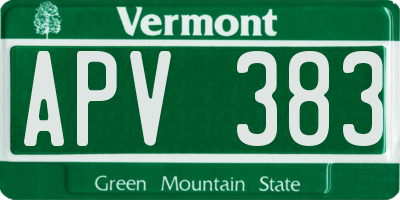 VT license plate APV383