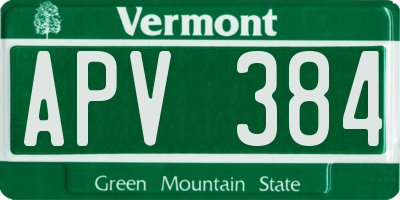 VT license plate APV384