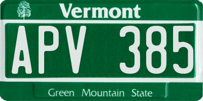 VT license plate APV385