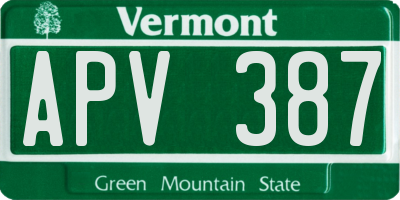 VT license plate APV387