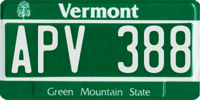 VT license plate APV388