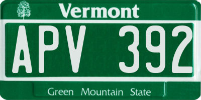 VT license plate APV392