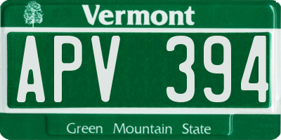 VT license plate APV394