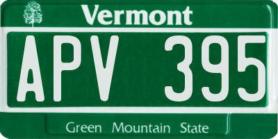 VT license plate APV395