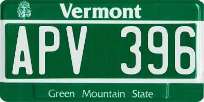 VT license plate APV396