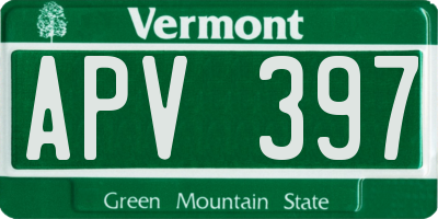 VT license plate APV397