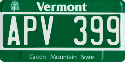 VT license plate APV399