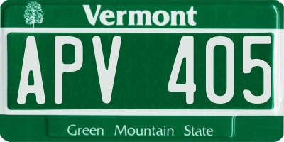 VT license plate APV405