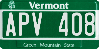 VT license plate APV408