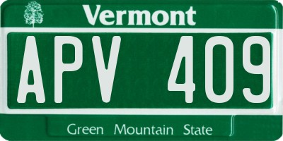 VT license plate APV409