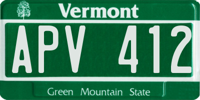 VT license plate APV412