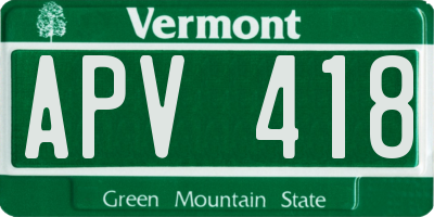 VT license plate APV418