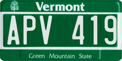 VT license plate APV419