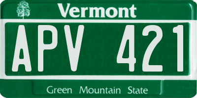 VT license plate APV421