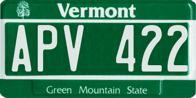 VT license plate APV422
