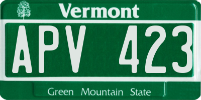VT license plate APV423