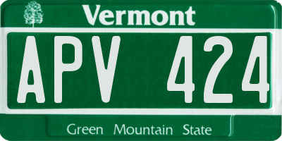 VT license plate APV424