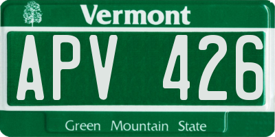 VT license plate APV426