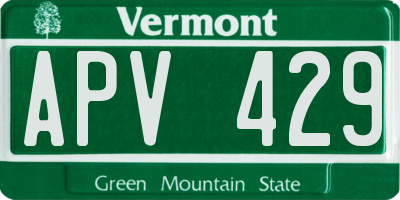 VT license plate APV429