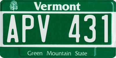 VT license plate APV431