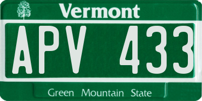 VT license plate APV433