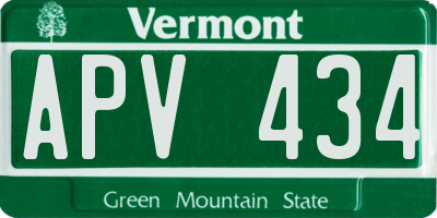 VT license plate APV434