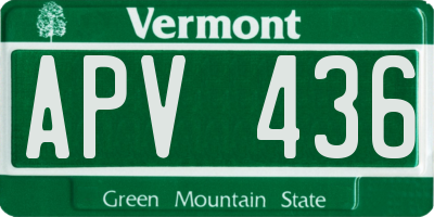 VT license plate APV436