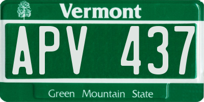 VT license plate APV437