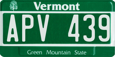 VT license plate APV439