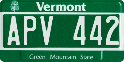 VT license plate APV442