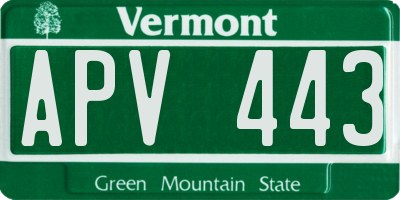 VT license plate APV443
