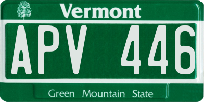 VT license plate APV446