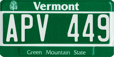 VT license plate APV449
