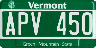 VT license plate APV450